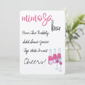 Handgezeichnetes Mimosa Bar Sign Einladung (Stehend Vorderseite)