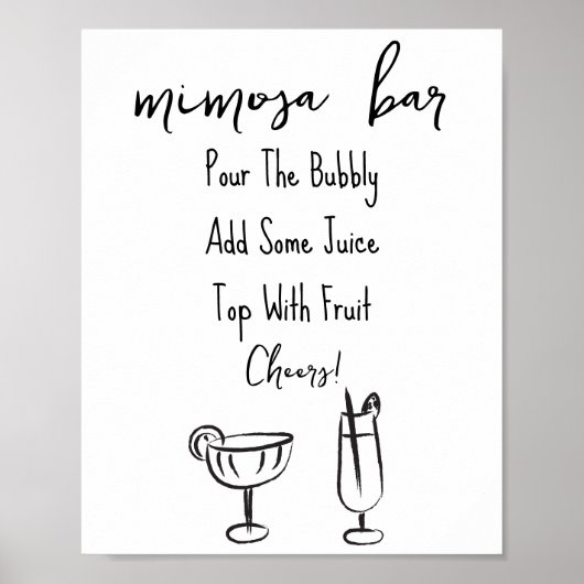 Handgezeichnetes Mimosa Bar Sign Poster (Vorne)