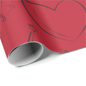 Handgezeichnetes Minimalistisches Valentin Geschenkpapier (Rolleneckpunkt)