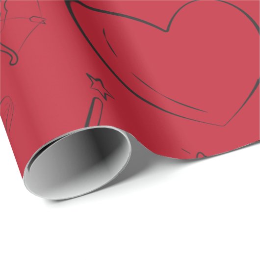 Handgezeichnetes Minimalistisches Valentin Geschenkpapier (Rolleneckpunkt)