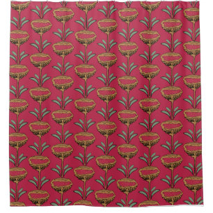 Handgezeichnetes Modern Mohn Design Viva Magenta G Duschvorhang
