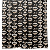Handgezeichnetes, modernes Mohndesign Schwarzes Go Duschvorhang (Vorderseite)
