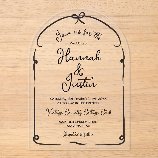 Handgezeichnetes, modernes, trendiges Acryl Acryleinladungen (Vorderseite)