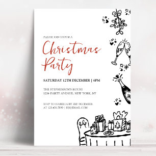 Handgezeichnetes Modernes WeihnachtsParty Einladung