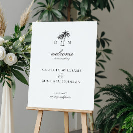 Handgezeichnetes Monogramm mit Palme Hochzeit Will