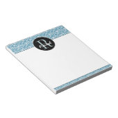 Handgezeichnetes Muster auf Aquamarinen, Mit Monog Notizblock (angewinkelt)