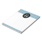 Handgezeichnetes Muster auf Aquamarinen, Mit Monog Notizblock (Rotiert)