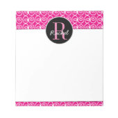 Handgezeichnetes Muster auf rosa, Mit Monogramm Notizblock (Vorderseite)