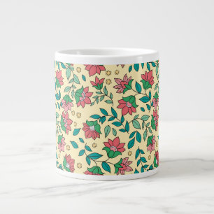 Handgezeichnetes Muster aus gepressten Blumen und  Jumbo-Tasse