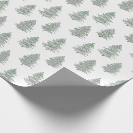 Handgezeichnetes Muster des Evergreen Tree Geschenkpapier (Ecke)