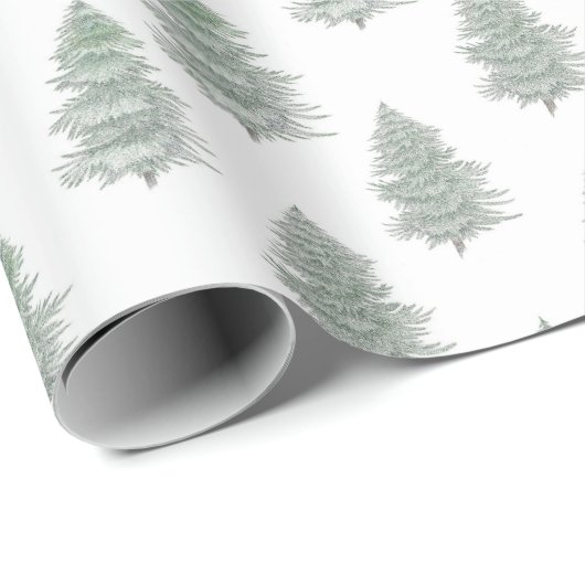 Handgezeichnetes Muster des Evergreen Tree Geschenkpapier (Rolleneckpunkt)