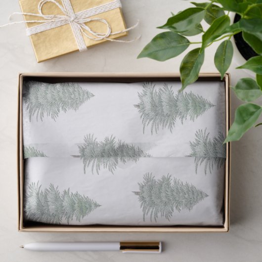 Handgezeichnetes Muster des Evergreen Tree Seidenpapier (Geschenk)