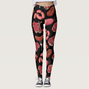 Handgezeichnetes Muster für Fleischprodukte Leggin Leggings