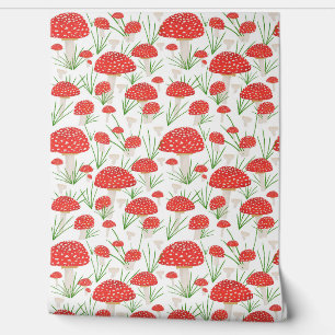 Handgezeichnetes Muster für Red Mushroom Tapete