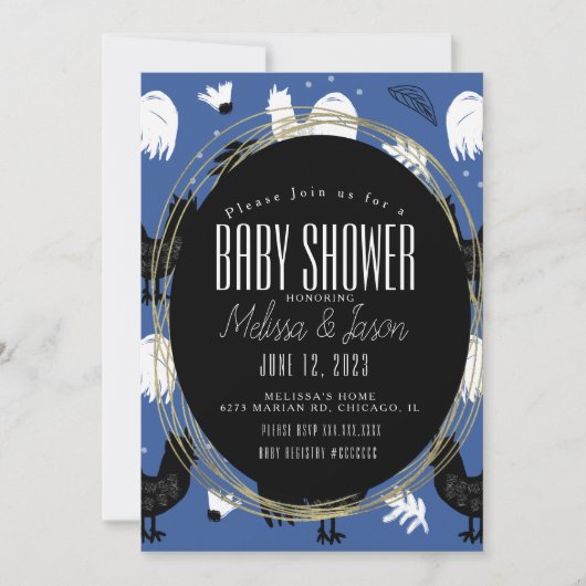 Handgezeichnetes Muster für rustikale Roster Einladung (Vorderseite)