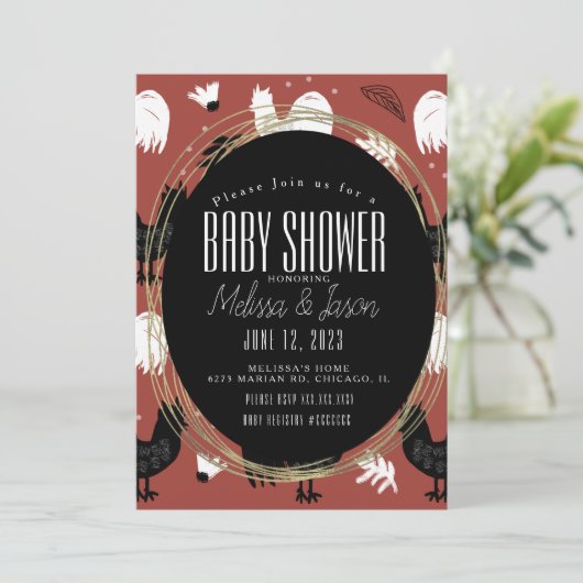 Handgezeichnetes Muster für rustikale Roster Einladung (Stehend Vorderseite)