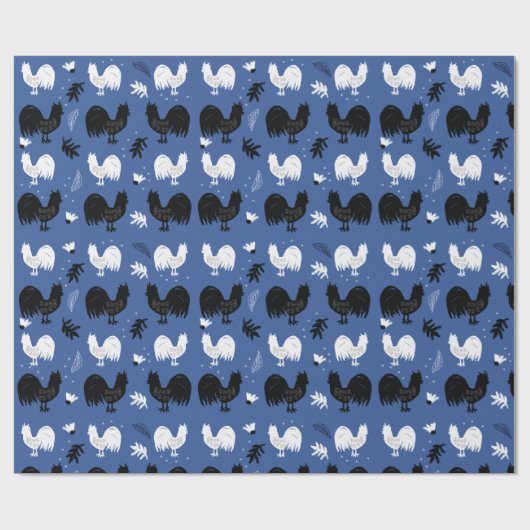 Handgezeichnetes Muster für rustikale Roster Geschenkpapier (Flach)