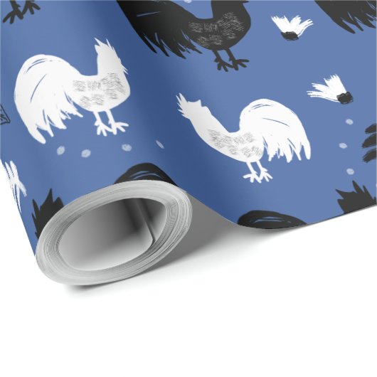 Handgezeichnetes Muster für rustikale Roster Geschenkpapier (Rolleneckpunkt)