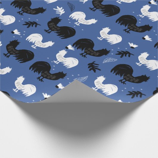 Handgezeichnetes Muster für rustikale Roster Geschenkpapier (Ecke)