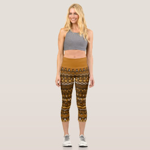 Handgezeichnetes Muster in braunen Tönen Capri Leggings
