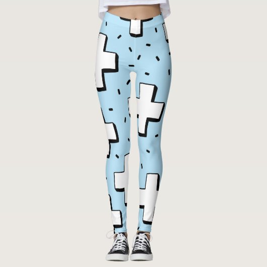 Handgezeichnetes Muster mit Pluszeichen. Leggings (Vorderseite)
