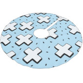 Handgezeichnetes Muster mit Pluszeichen. Polyester Weihnachtsbaumdecke (Schrägansicht)