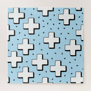 Handgezeichnetes Muster mit Pluszeichen. Puzzle