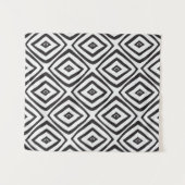 Handgezeichnetes nahtloses Muster in Schwarz/Weiß. Wandteppich (Vorderseite (Horizontal))