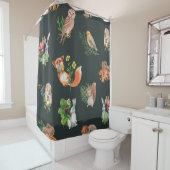 Handgezeichnetes nahtloses Muster mit Aquarellwald Duschvorhang (Beispiel)