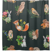 Handgezeichnetes nahtloses Muster mit Aquarellwald Duschvorhang (Vorderseite)