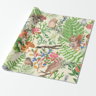 Handgezeichnetes nahtloses Muster mit Aquarellwald Geschenkpapier