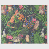 Handgezeichnetes nahtloses Muster mit Aquarellwald Geschenkpapier (Flach)