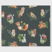 Handgezeichnetes nahtloses Muster mit Aquarellwald Geschenkpapier (Flach)