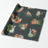 Handgezeichnetes nahtloses Muster mit Aquarellwald Geschenkpapier (Ungerollt)