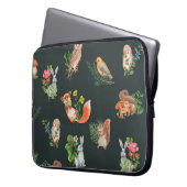 Handgezeichnetes nahtloses Muster mit Aquarellwald Laptopschutzhülle (Vorderseite Links)