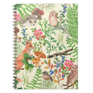 Handgezeichnetes nahtloses Muster mit Aquarellwald Notizblock