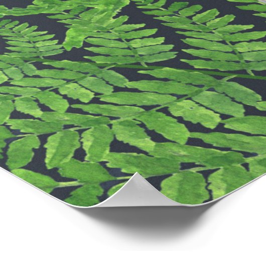 Handgezeichnetes nahtloses Muster mit Aquarellwald Poster (Ecke)