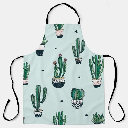 Handgezeichnetes nahtloses Muster mit Kakteen und Schürze (Vorderseite)