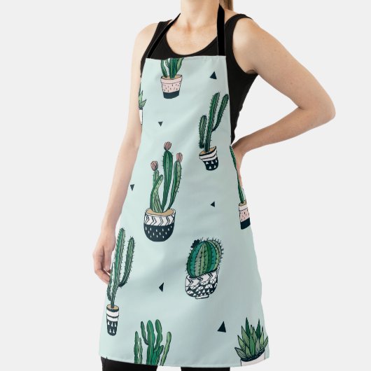 Handgezeichnetes nahtloses Muster mit Kakteen und Schürze (InSitu)