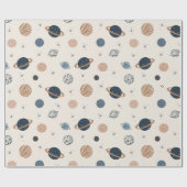 Handgezeichnetes Nahtloses Muster mit Planeten Geschenkpapier (Flach)