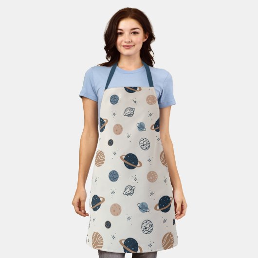 Handgezeichnetes Nahtloses Muster mit Planeten Schürze (Getragen)