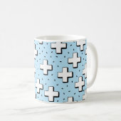 handgezeichnetes, nahtloses Muster mit Pluszeichen Kaffeetasse (VorderseiteRechts)