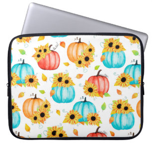 Handgezeichnetes nahtloses Muster mit Sonnenblumen Laptopschutzhülle