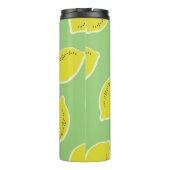 Handgezeichnetes nahtloses Muster mit Zitronen in  Thermosbecher (Rückseite)