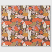 Handgezeichnetes, nahtloses Muster von Pilzen und  Geschenkpapier (Flach)