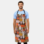 Handgezeichnetes, nahtloses Muster von Pilzen und  Schürze (Getragen)