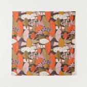 Handgezeichnetes, nahtloses Muster von Pilzen und Wandteppich (Vorderseite (Horizontal))