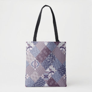 Handgezeichnetes, nahtloses Patchwork-Muster. Vint Tasche