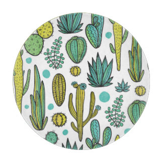 Handgezeichnetes Naturmuster Cacti Schneidebrett