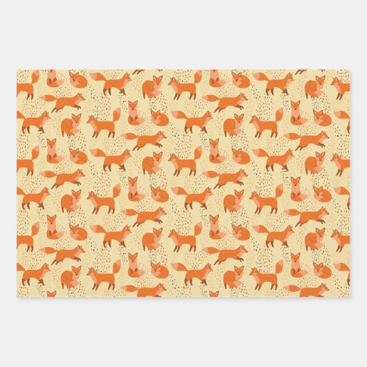 Handgezeichnetes Niedliches Red Fox Muster Geschen Geschenkpapier Set (Vorderseite 2)